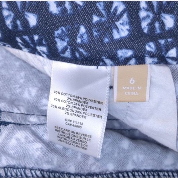 Mk Michael Kors Women's Size 6 Pants Navy Blue White Geometric Tie Dye Pattern - Picture 12 of 14